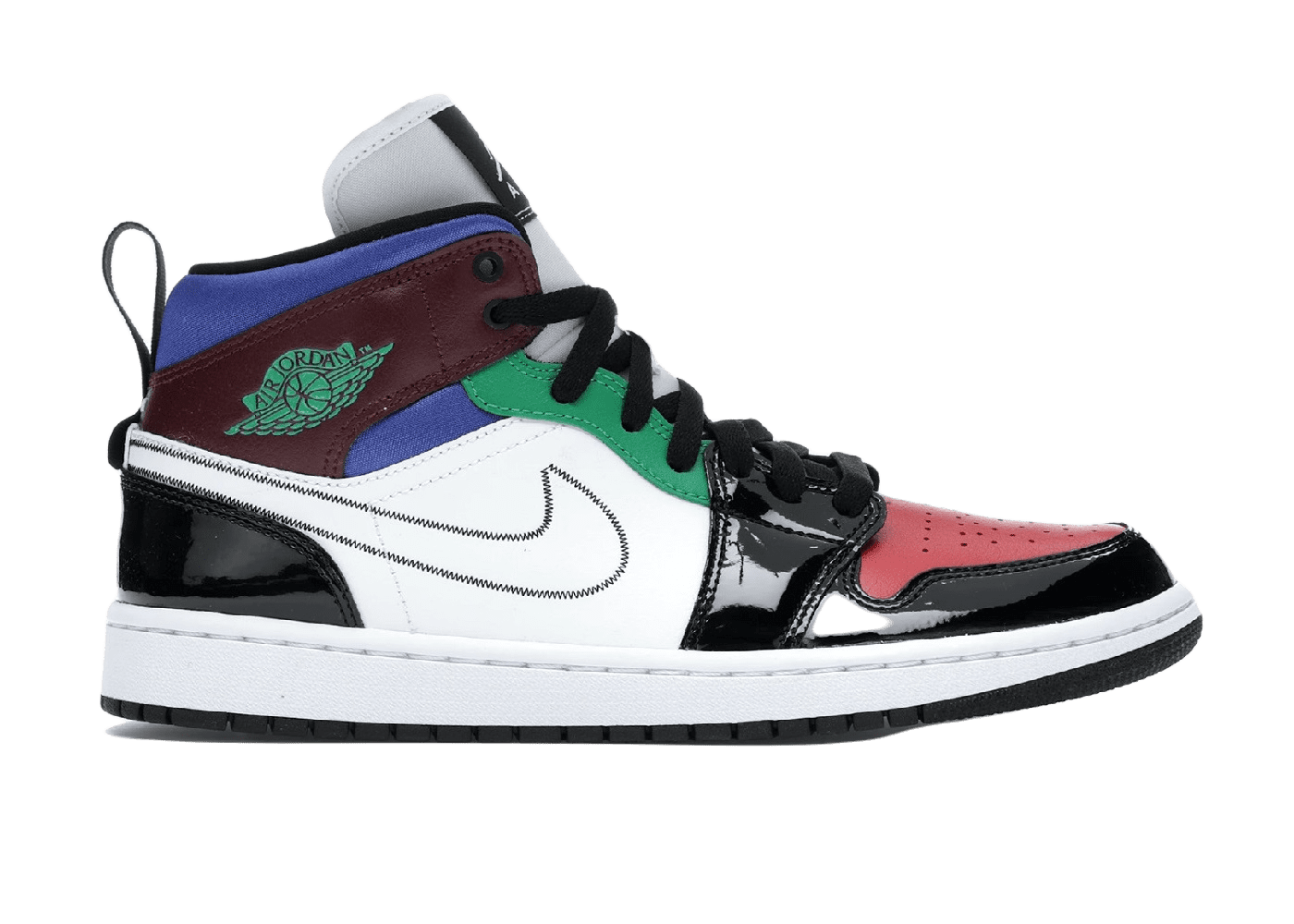Nike Air Jordan 1 Mid SE Black White Multi-Color (W)