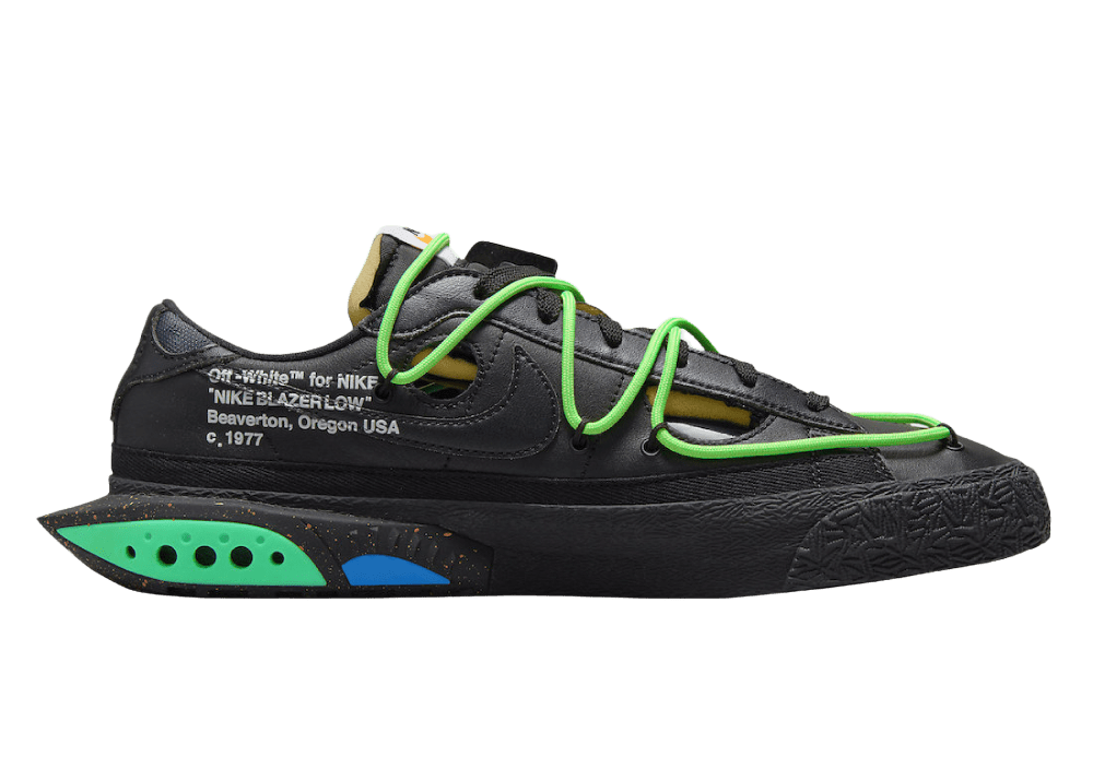 nike blazer low off white black electro green