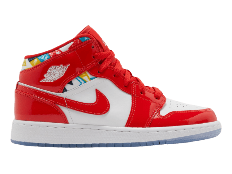 nike air jordan 1 mid barcelona sweater red patent (gs)