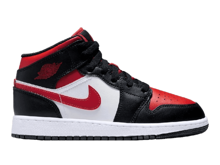 nike air jordan 1 mid black fire red (gs)