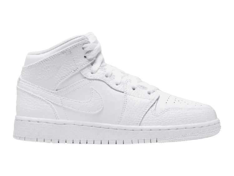 nike air jordan 1 mid triple white (gs)