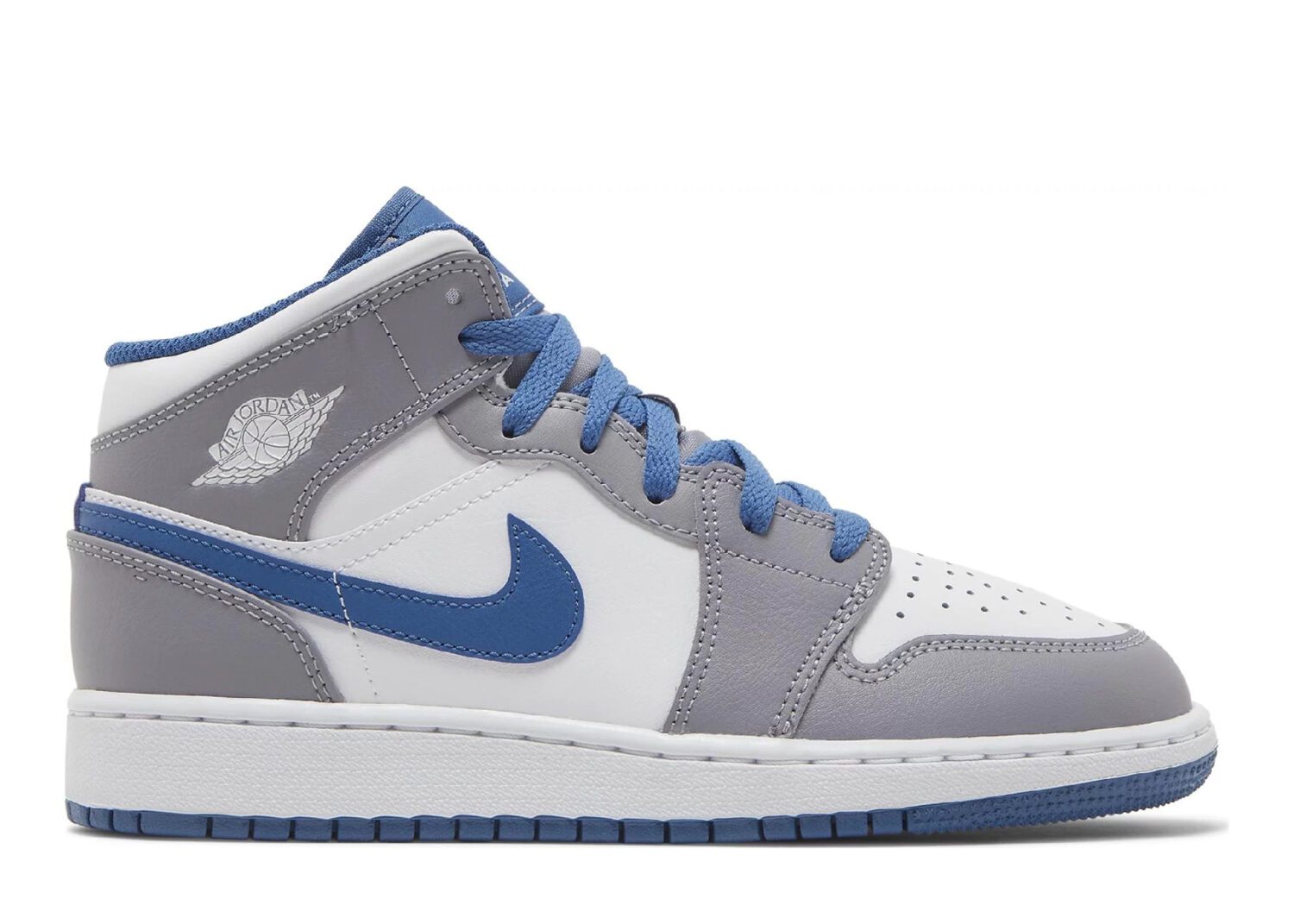 nike air jordan 1 mid true blue cement (gs)