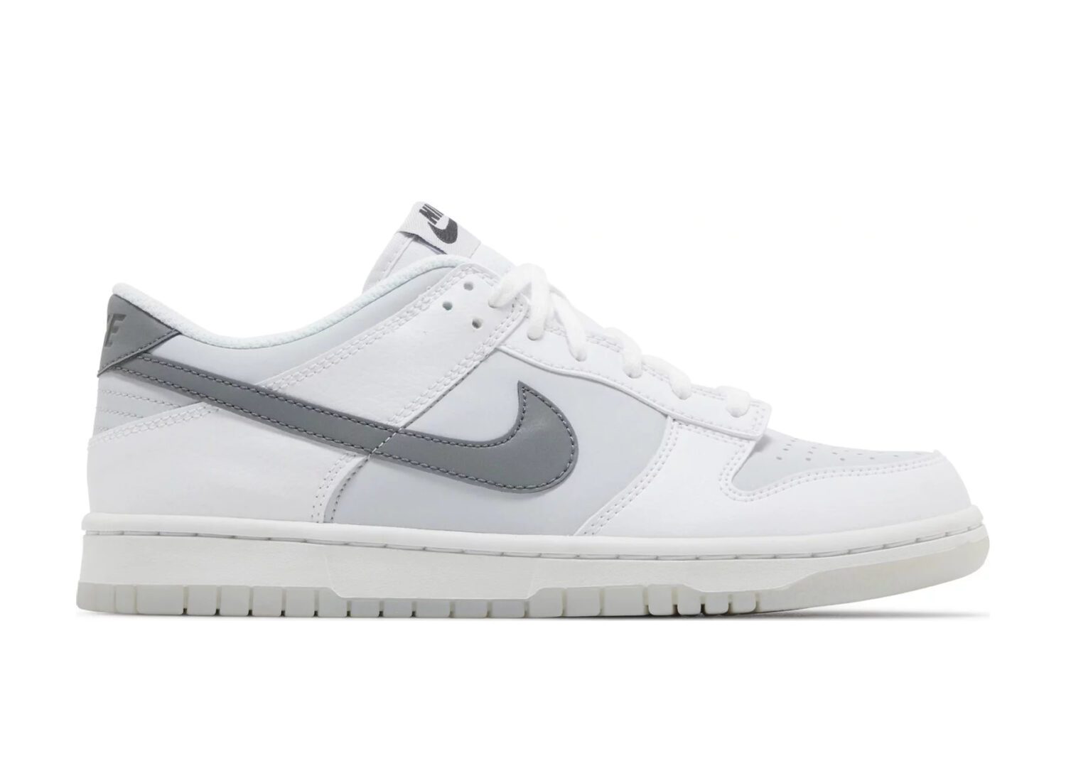 nike dunk low reflective swoosh white (gs)