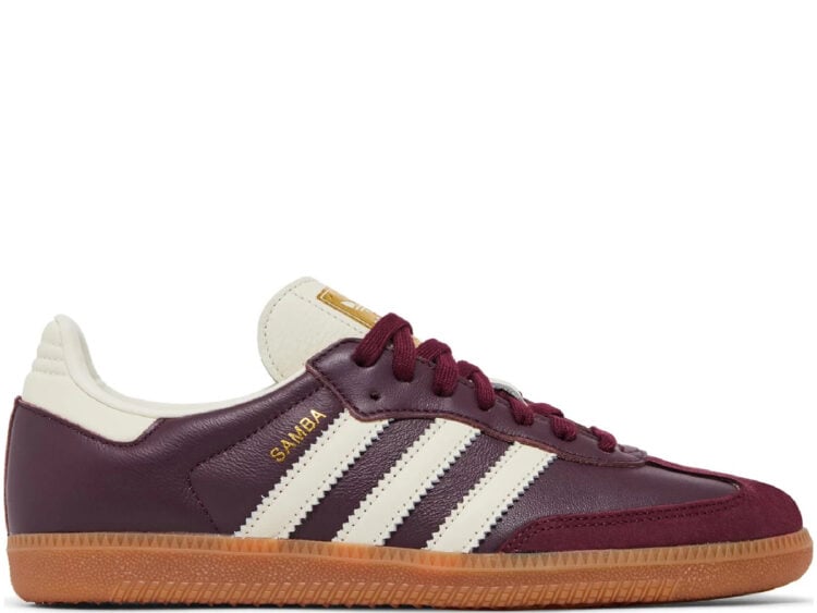 adidas samba og maroon gold metallic
