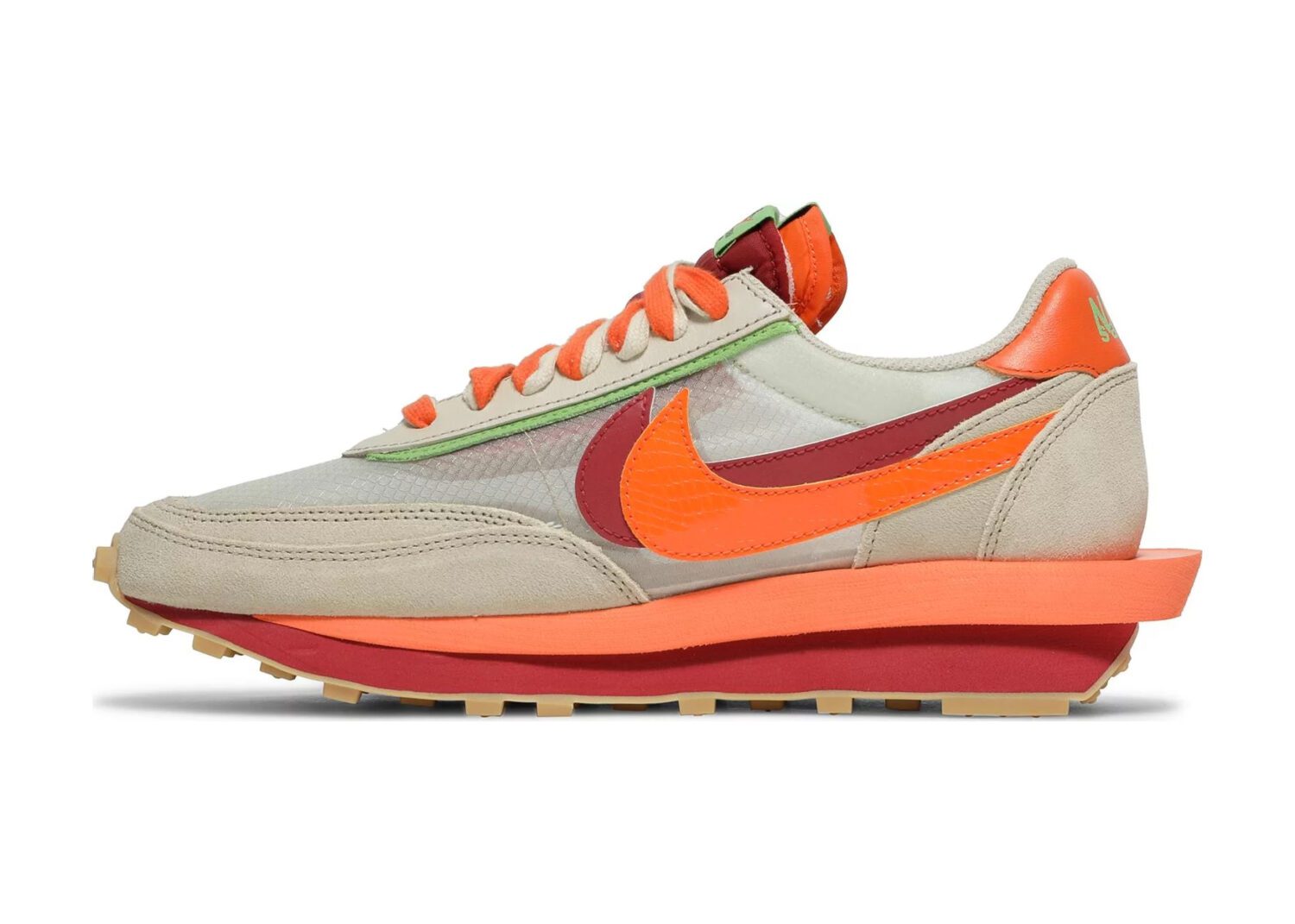 nike ld waffle sacai clot kiss of death net orange blaze2