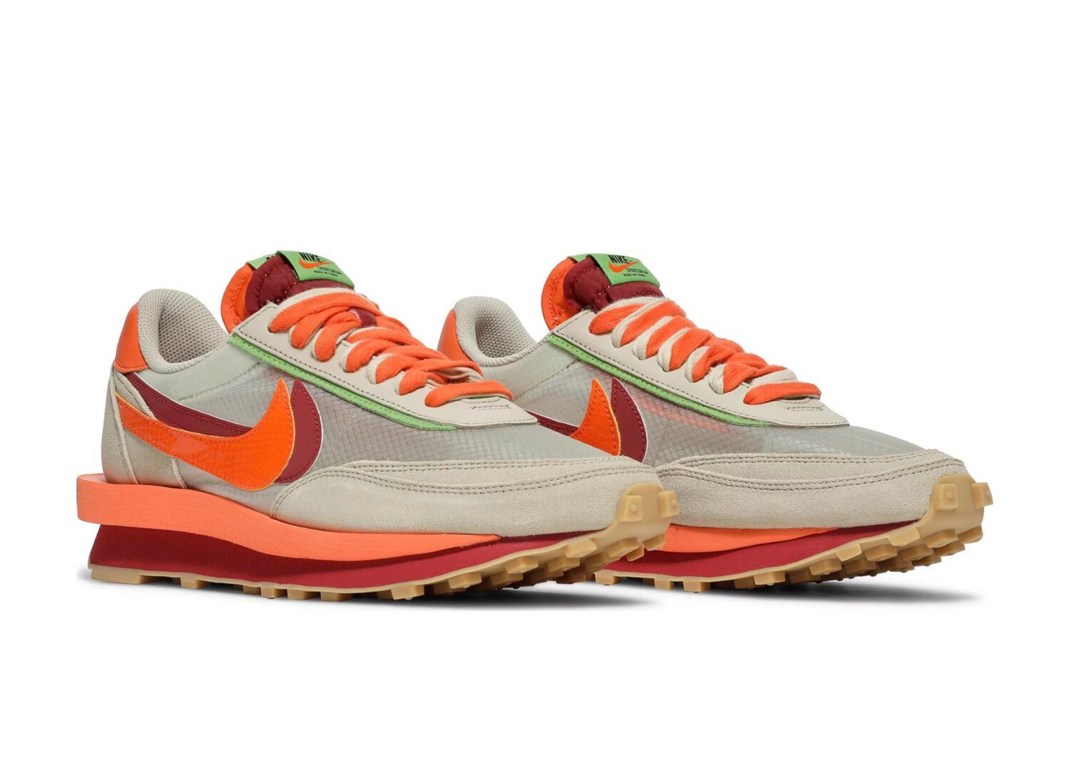 nike ld waffle sacai clot kiss of death net orange blaze5