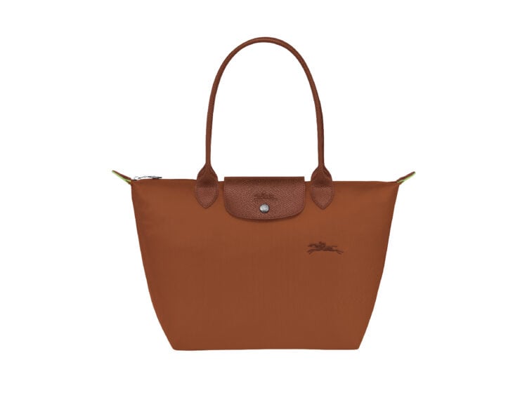 longchamp le pliage green medium tote bag cognac