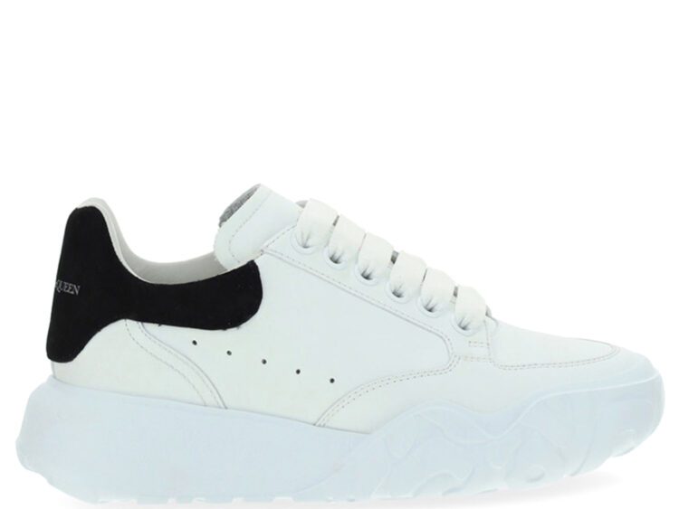 alexander mcqueen oversized court trainer white black (w)