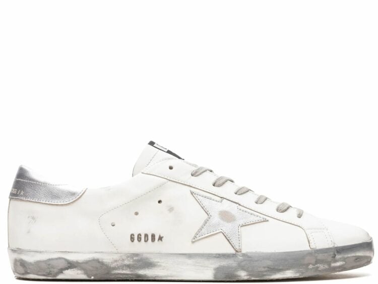 golden goose super star white silver glitter