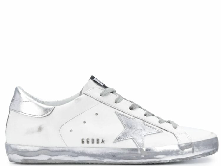 golden goose super star white silver sparkle (w)