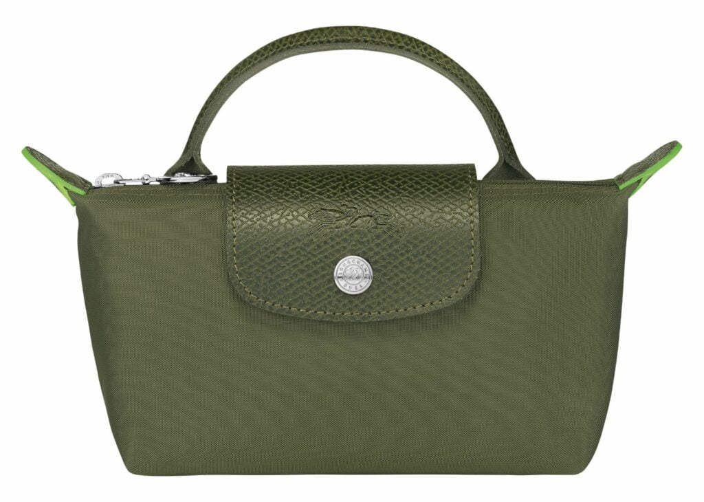 longchamp le pliage green pouch with handle forest