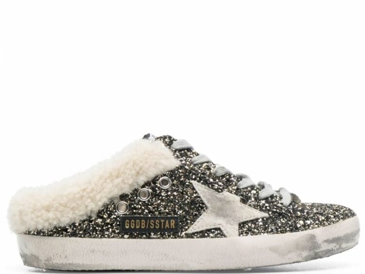 golden goose super star sabot glitter shearling (w)
