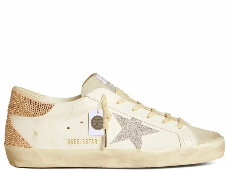 golden goose super star white silver swarovski crystal star (w)