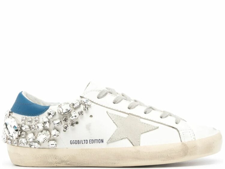 golden goose super star white swarovski stone (w)