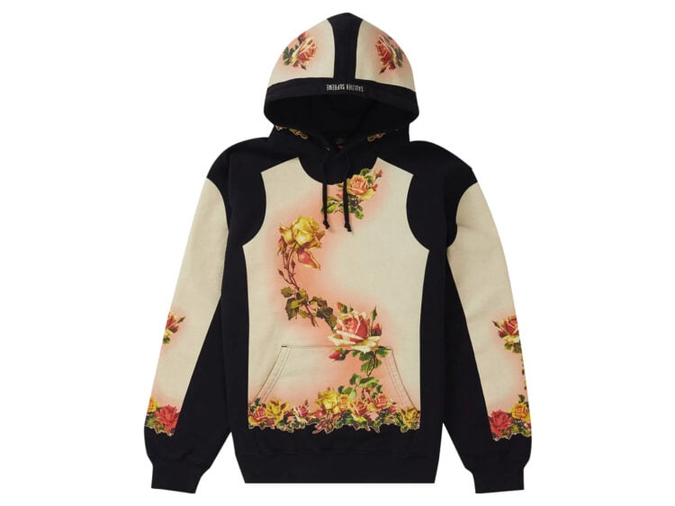 supreme jean paul gaultier floral print hooded sweatshirt black
