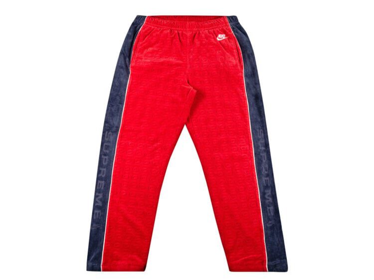 supreme nike velour track pant red