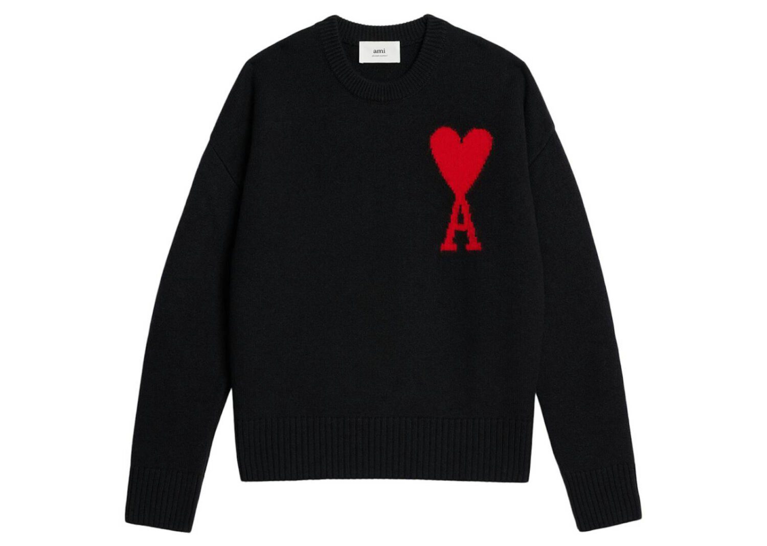 ami paris ami de coeur crewneck oversized sweater black/red