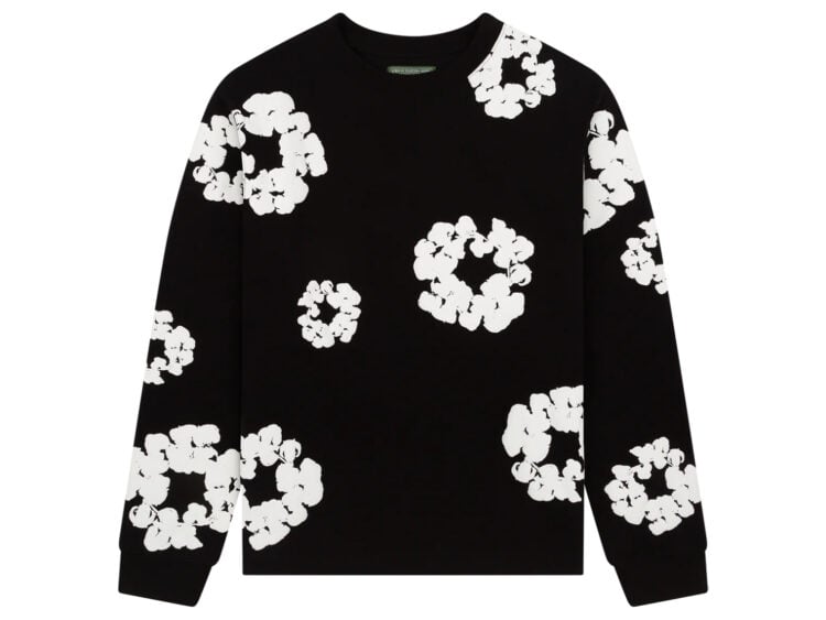 denim tears long sleeve cotton wreath t shirt black