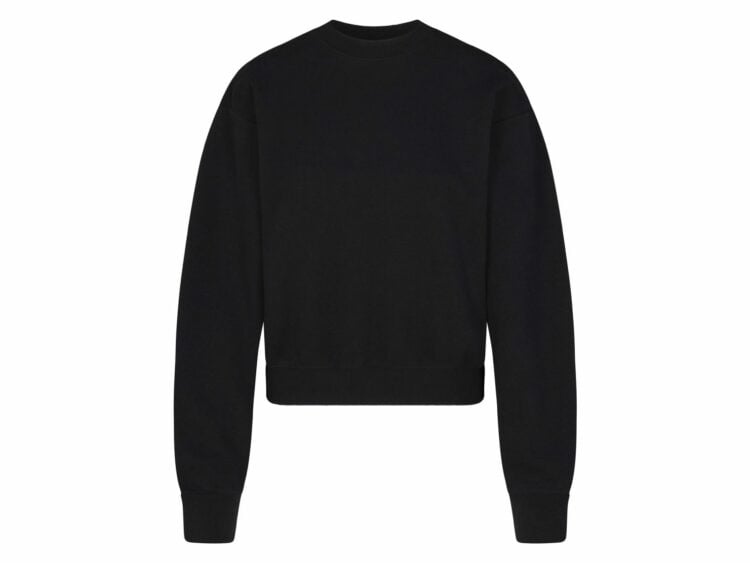 skims cotton fleece classic crewneck onyx