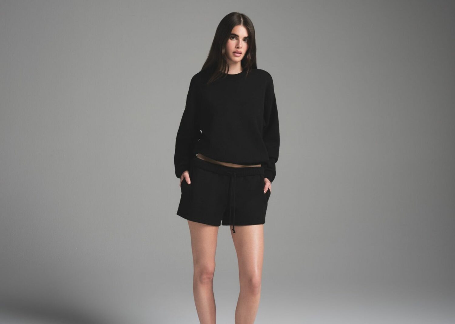 skims cotton fleece classic crewneck onyx
