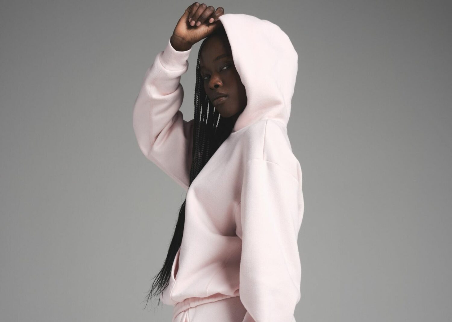skims cotton fleece classic hoodie barely pink