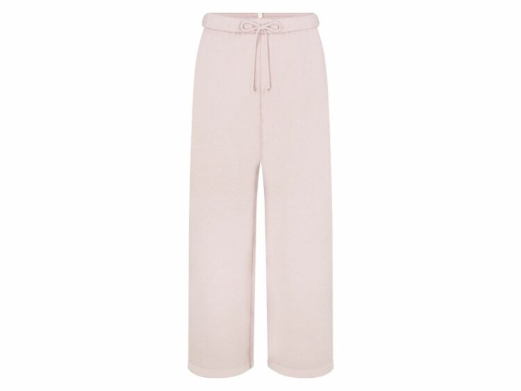 skims cotton fleece classic straight leg pant barely pink