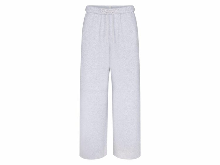 skims cotton fleece classic straight leg pant light heather grey
