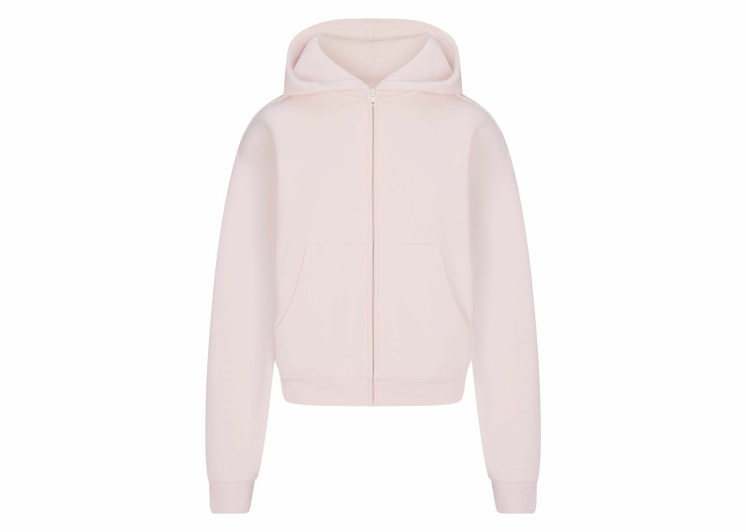 skims cotton fleece classic zip up hoodie barely pink