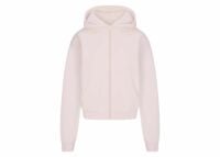 skims cotton fleece classic zip up hoodie barely pink
