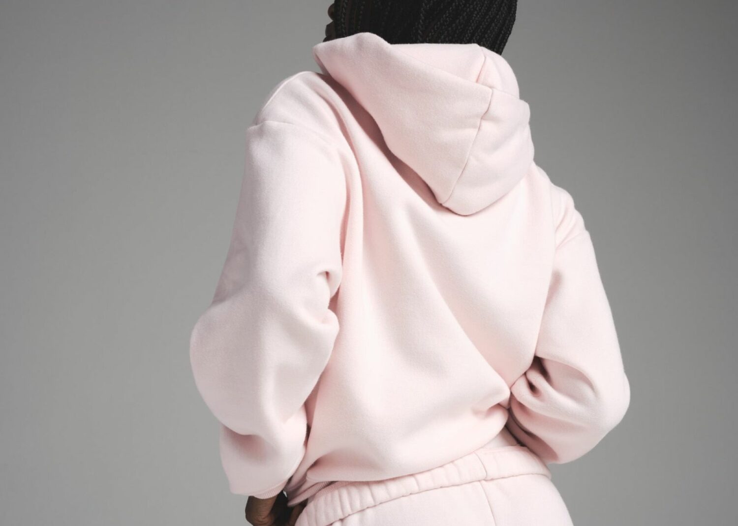 skims cotton fleece classic zip up hoodie barely pink