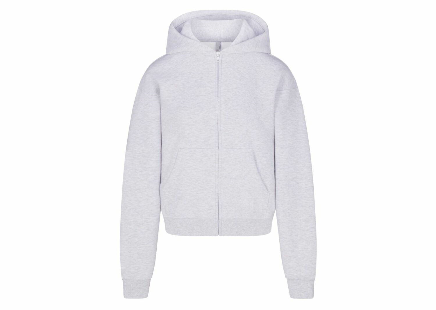 skims cotton fleece classic zip up hoodie light heather grey