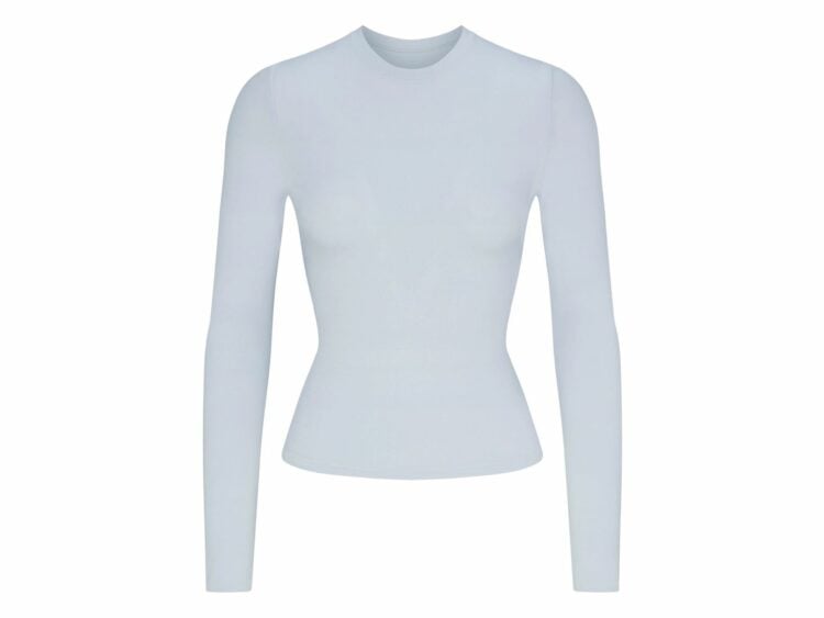 skims cotton jersey long sleeve t shirt zen blue