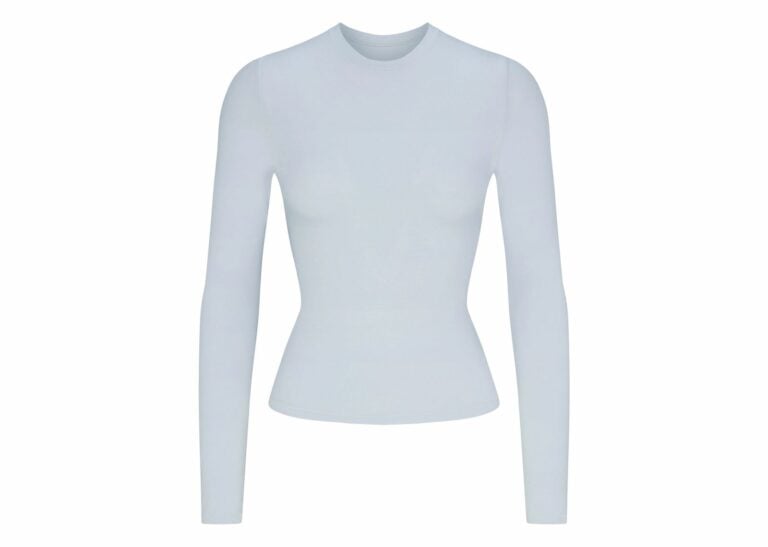 skims cotton jersey long sleeve t shirt zen blue