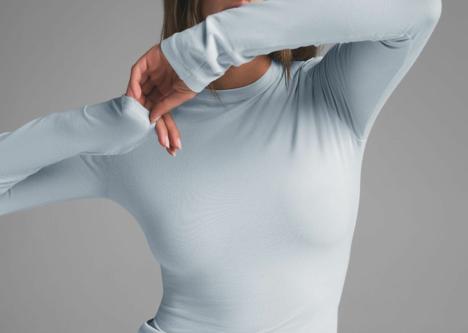 skims cotton jersey long sleeve t shirt zen blue