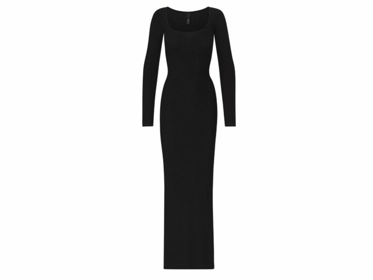 skims soft lounge long sleeve dress onyx