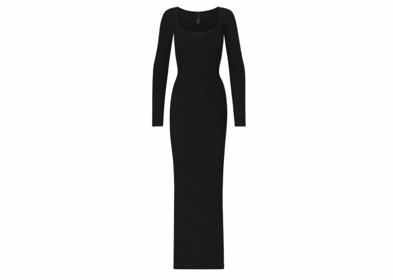 skims soft lounge long sleeve dress onyx