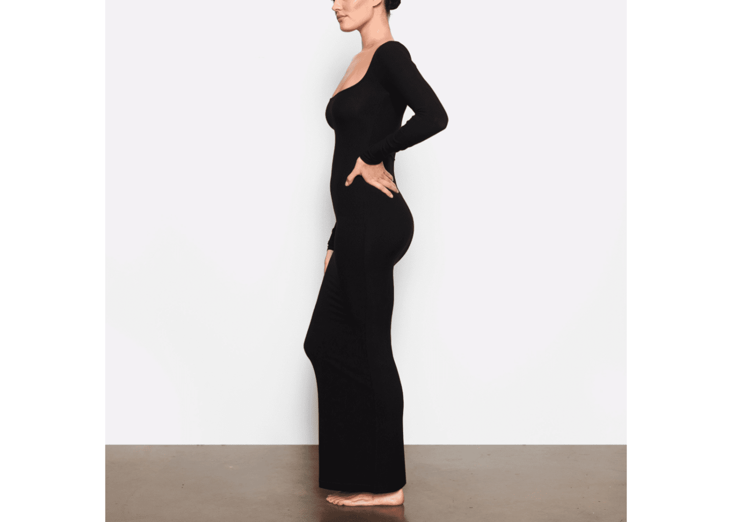 skims soft lounge long sleeve dress onyx