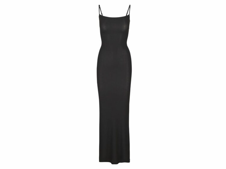 skims soft lounge long slip dress onyx