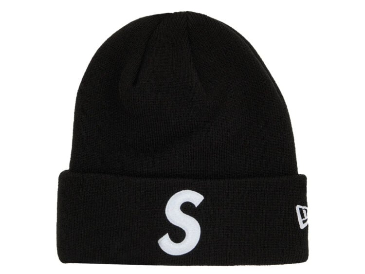 supreme new era s logo beanie (fw24) black