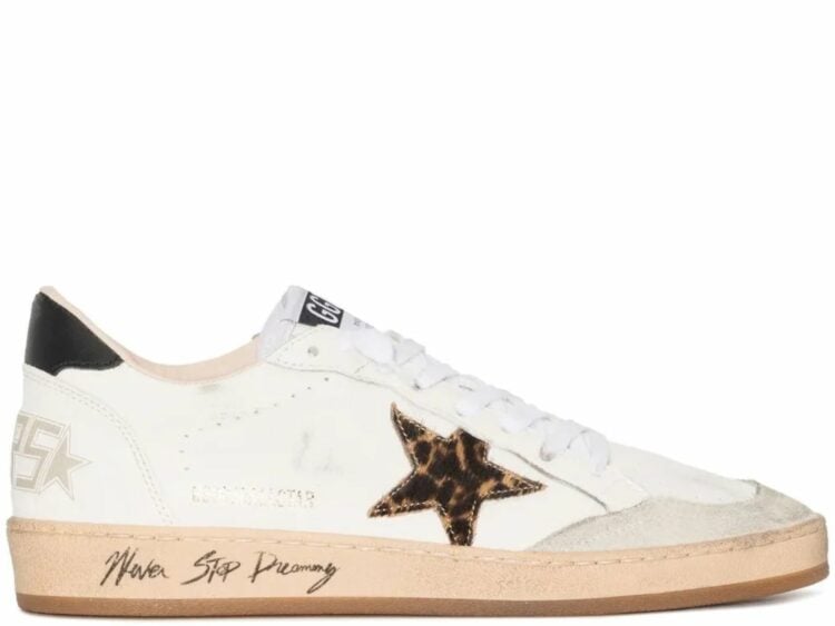 golden goose ball star leopard print pony skin star black heel (w)