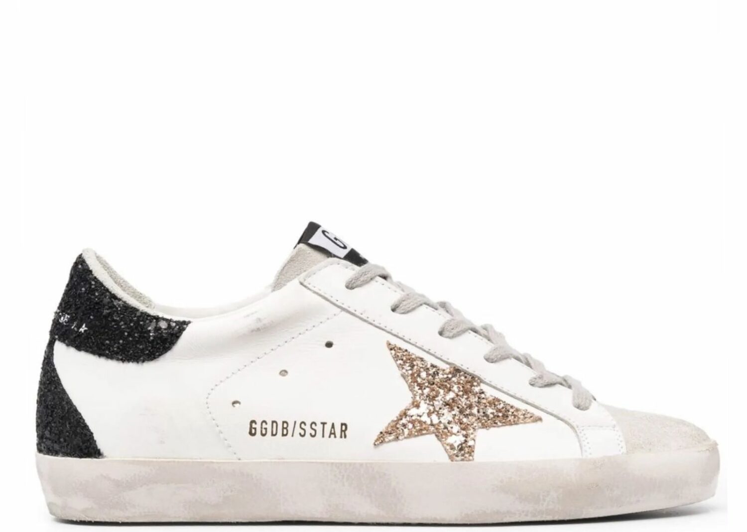 golden goose super star gold glitter star black glitter heel