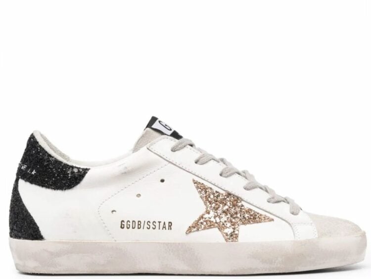 golden goose super star gold glitter star black glitter heel