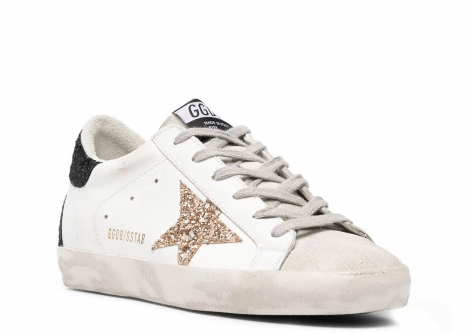 golden goose super star gold glitter star black glitter heel