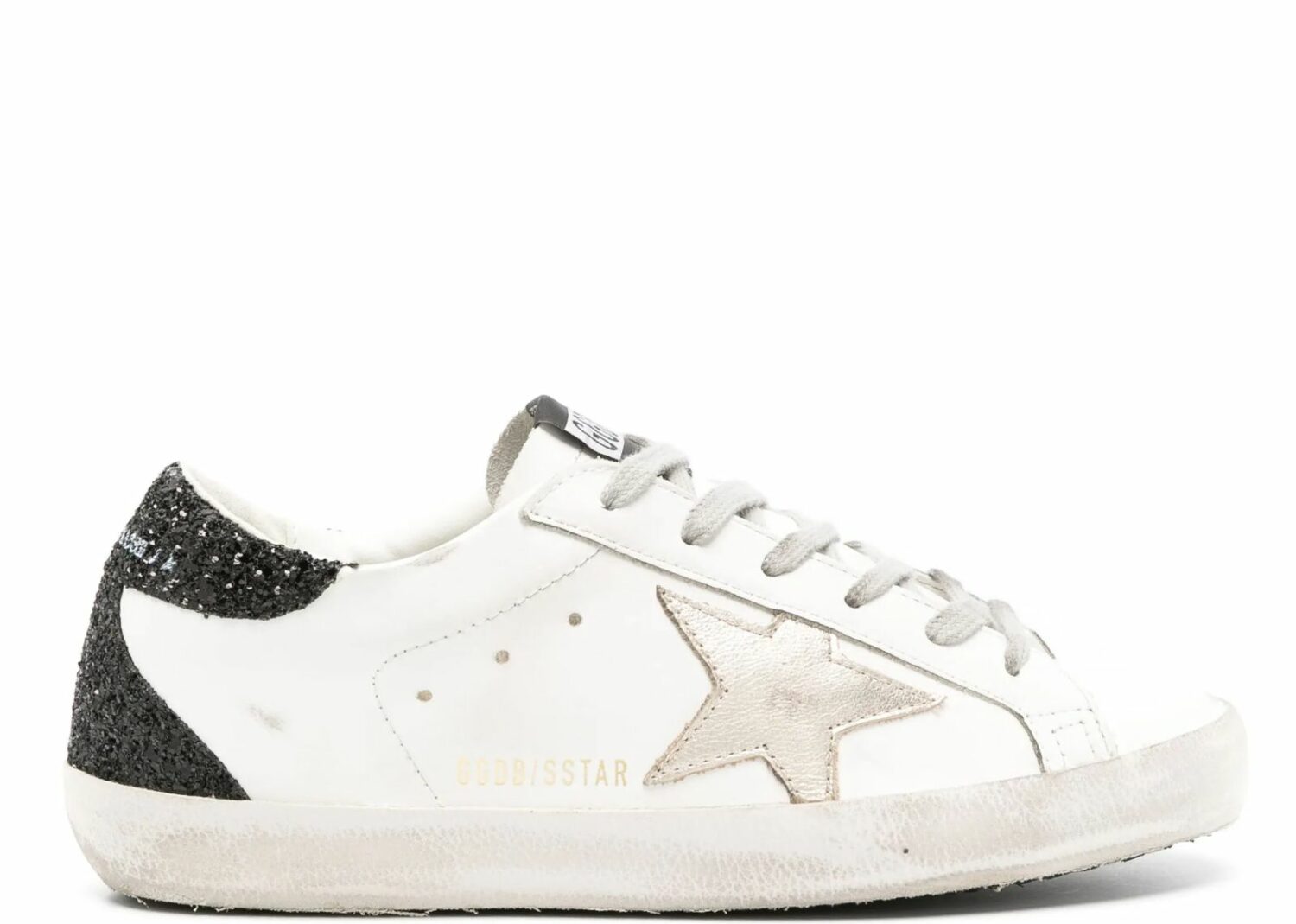 golden goose super star gold star black glitter heel (w)