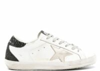 golden goose super star gold star black glitter heel (w)