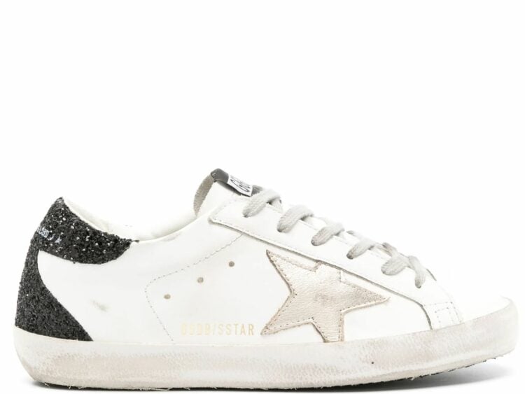 golden goose super star gold star black glitter heel (w)