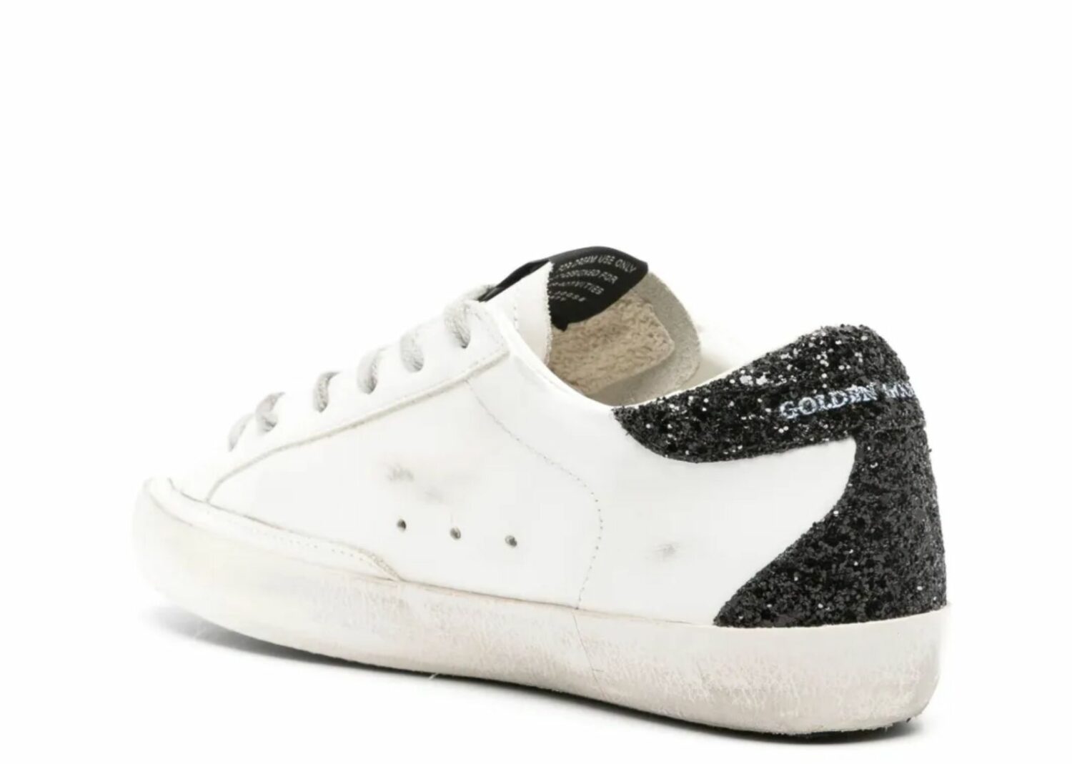 golden goose super star gold star black glitter heel