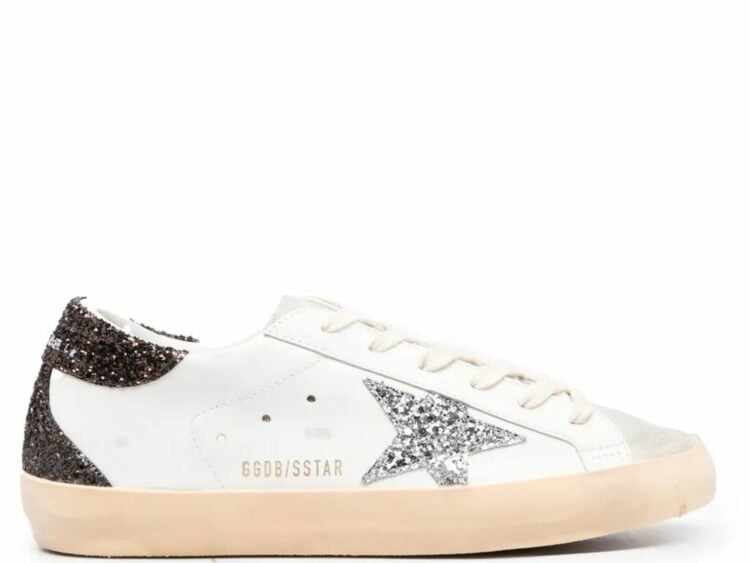 Golden Goose Super-Star Silver Star Brown Glitter Heel (W)