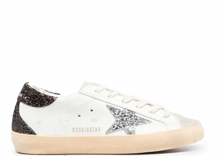 Golden Goose Super-Star Silver Star Brown Glitter Heel (W)