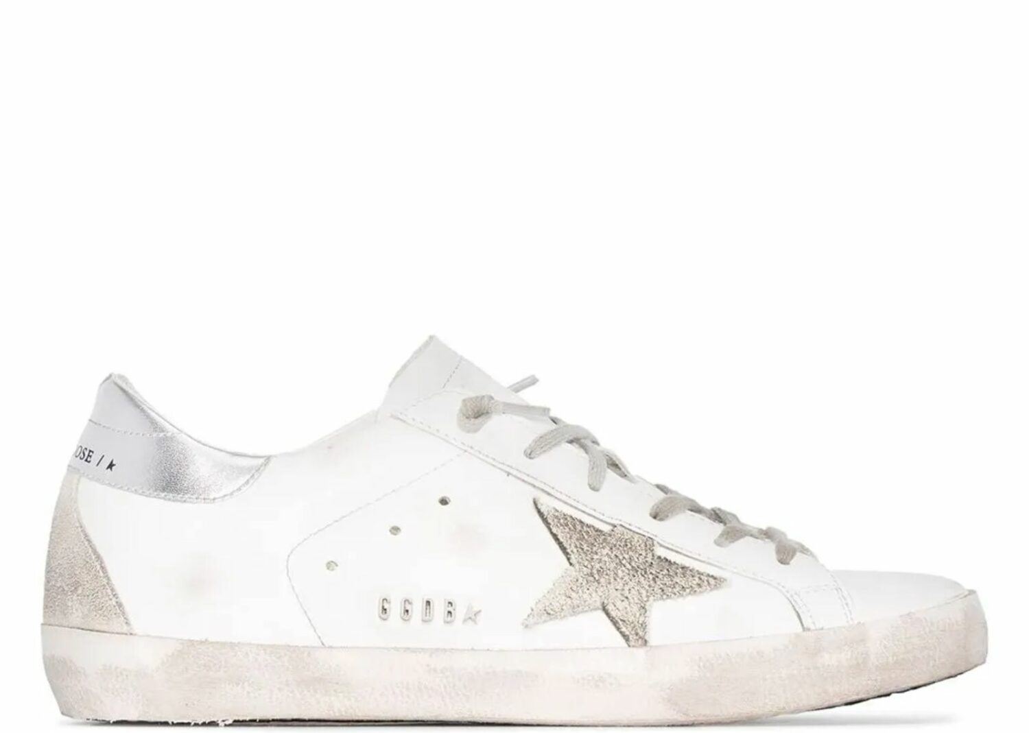 golden goose super star white ice silver with metal stud lettering (w)